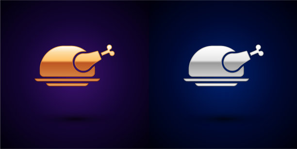 等距烤火鸡或鸡肉图标孤立图片下载