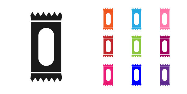 黑色糖果图标孤立在白色背景设置图片下载