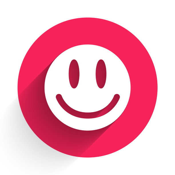 白色微笑的脸图标孤立与长影子图片下载