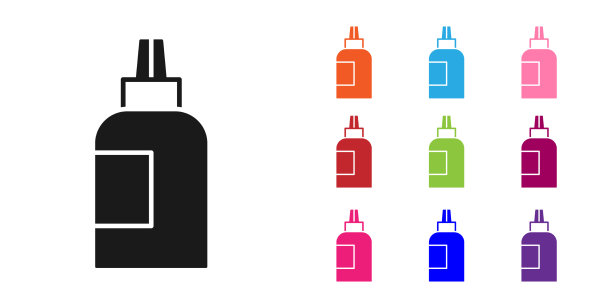 黑漆水粉画罐染料图标孤立上图片下载