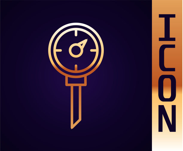 金线厨房温度计图标隔离图片下载