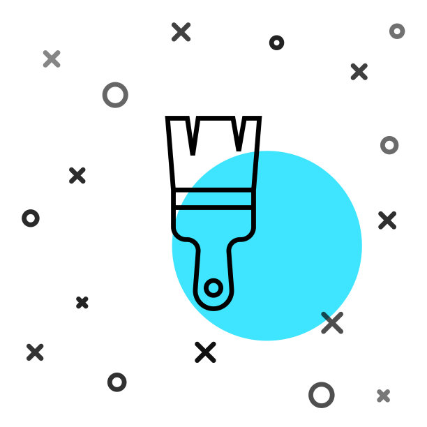 黑色线漆刷图标隔离在白色上图片下载