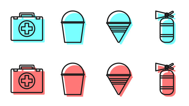 设消防锥桶行救火急救箱图片下载