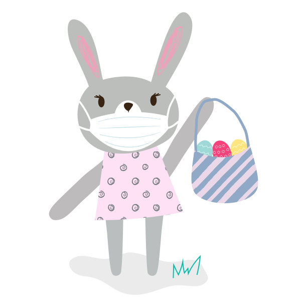 滑稽的卡通灰色兔子与保护性医疗图片下载