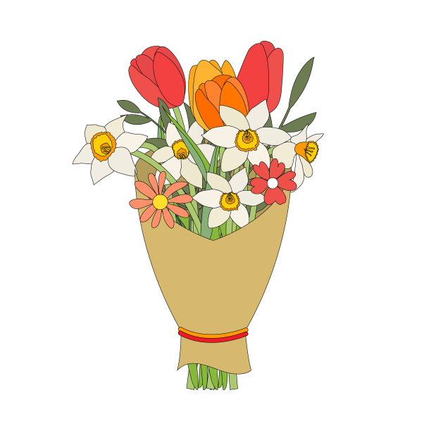 一束春花，郁金香和水仙花图片下载