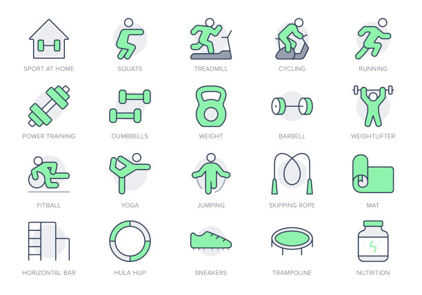 运动在家简单线条图标图片下载