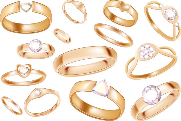 与不同的金戒指镶嵌钻石图片下载