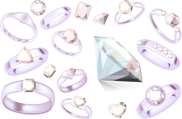 配以不同的白金和金戒指图片下载