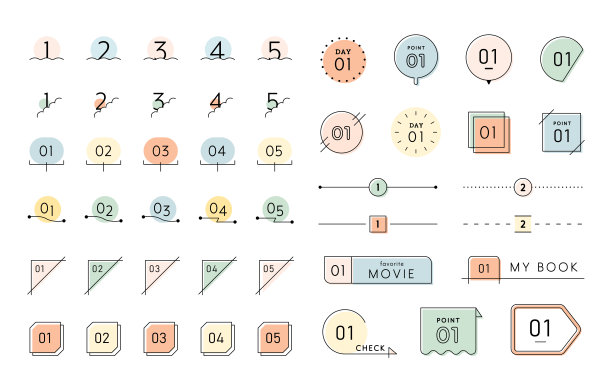 用于数字的一组简单的平面框架。图片下载