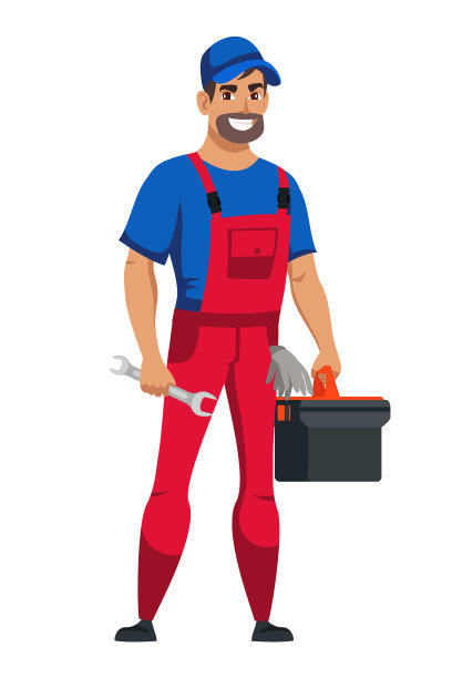 一名汽车修理工被隔离在白色背景上图片下载