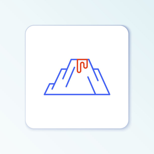 线火山喷发与熔岩图标孤立上图片下载