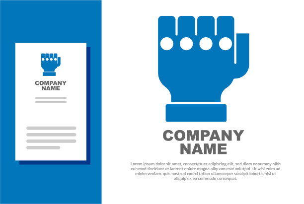 蓝色mma手套图标隔离在白色背景图片下载