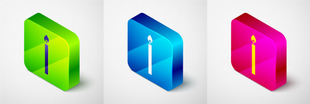 等距燃烧蜡烛图标孤立在灰色图片下载