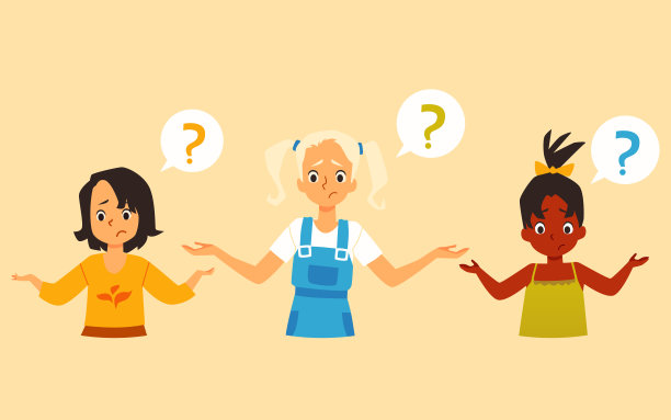 困惑疑惑的女孩有疑问，平面矢量插图孤立。图片下载