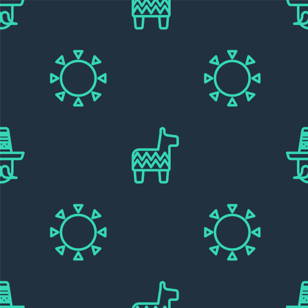 设置线皮纳塔太阳和墨西哥男子宽边帽图片下载