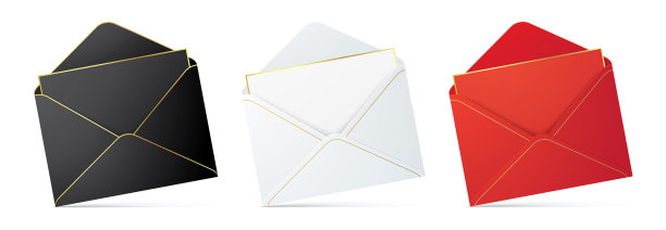 设置黑色、白色和红色的信封图片下载
