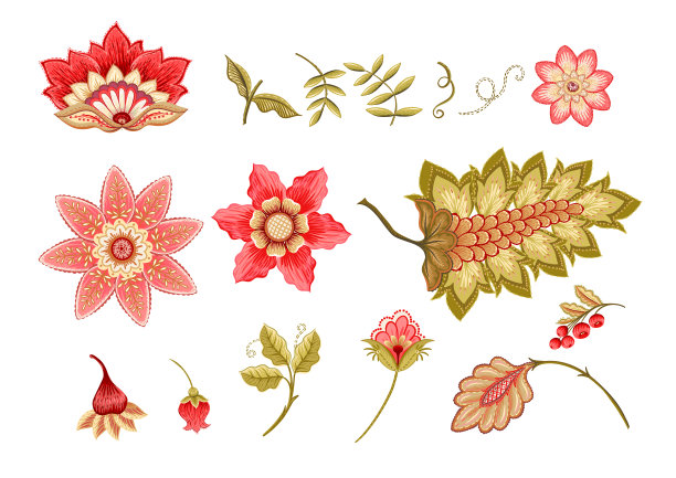 复古雅可比豆风格的梦幻花朵图片下载