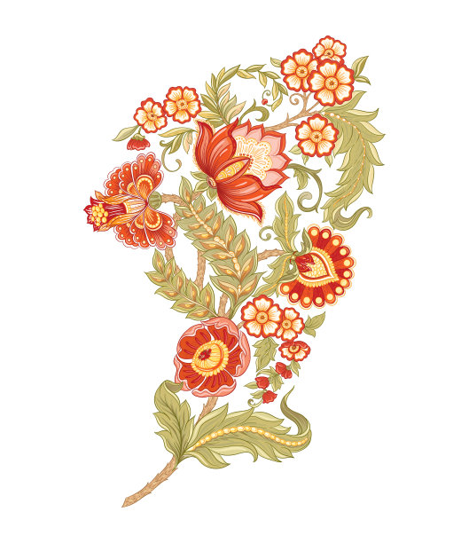 复古雅可比豆风格的梦幻花朵图片下载