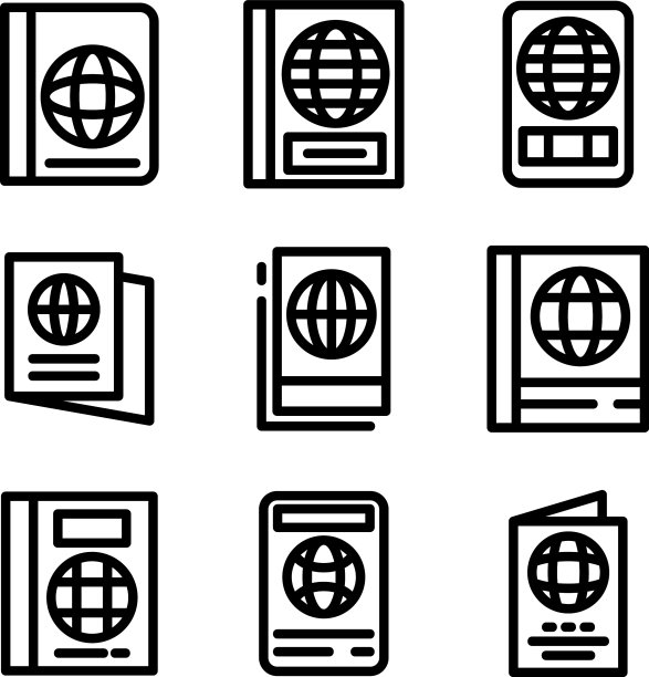 护照图标或标志孤立标志符号图片下载