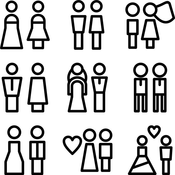 婚礼标志或标志孤立标志符号图片下载