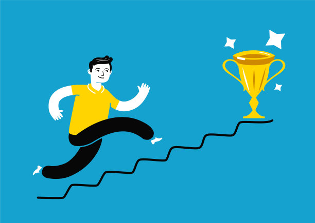 商人跑上挑战楼梯去找图片下载