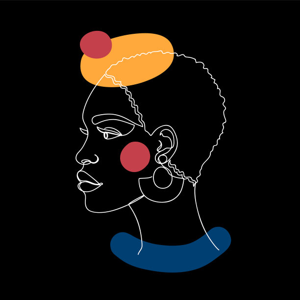 在黑色上有抽象形式的美国黑人妇女图片下载