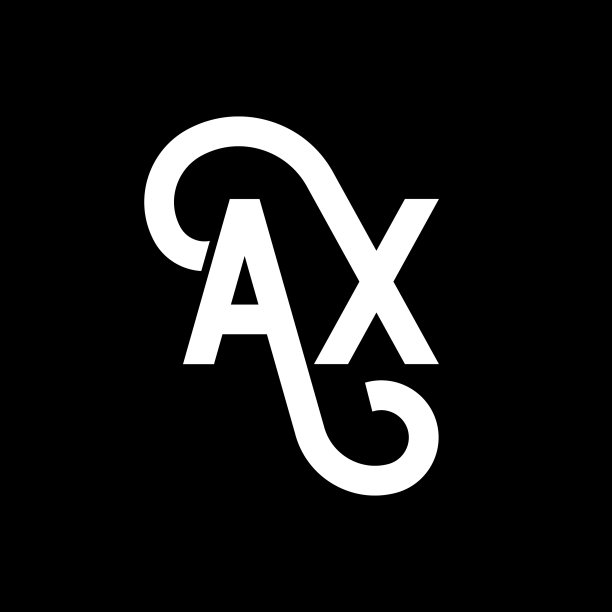 黑色背景上的AX字母标志设计图片下载