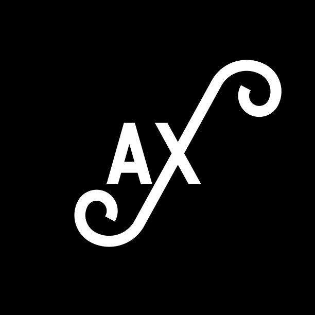 黑色背景上的AX字母标志设计图片下载