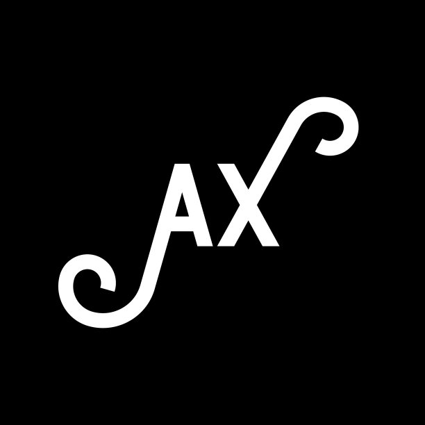 黑色背景上的AX字母标志设计图片下载