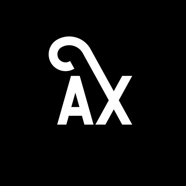 黑色背景上的AX字母标志设计图片下载