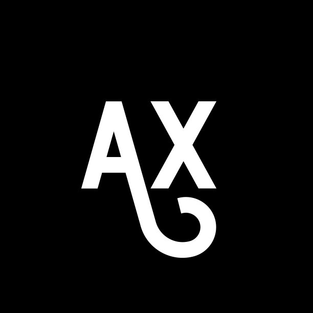 黑色背景上的AX字母标志设计图片下载
