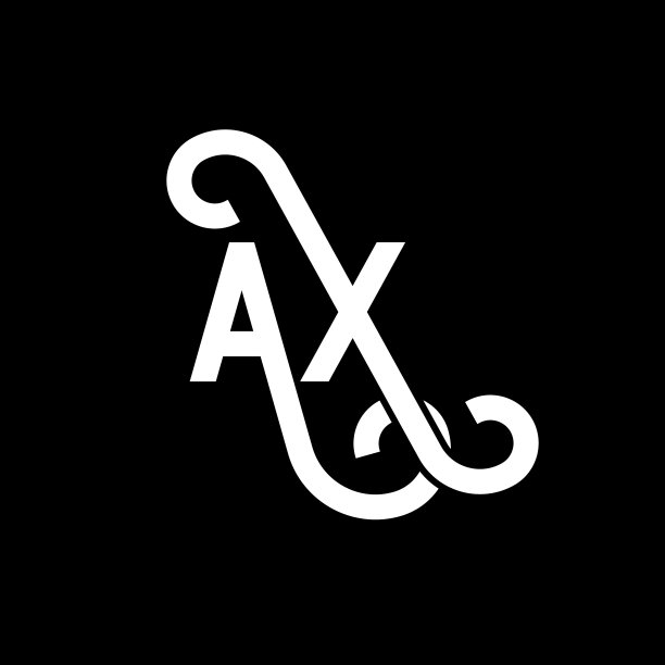 黑色背景上的AX字母标志设计图片下载