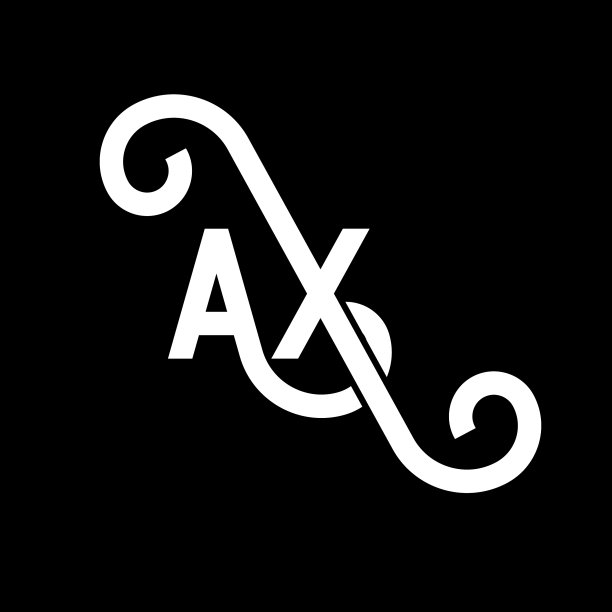 黑色背景上的AX字母标志设计图片下载