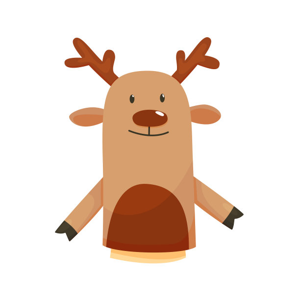 手或手指木偶扮演卡通娃娃鹿图片下载