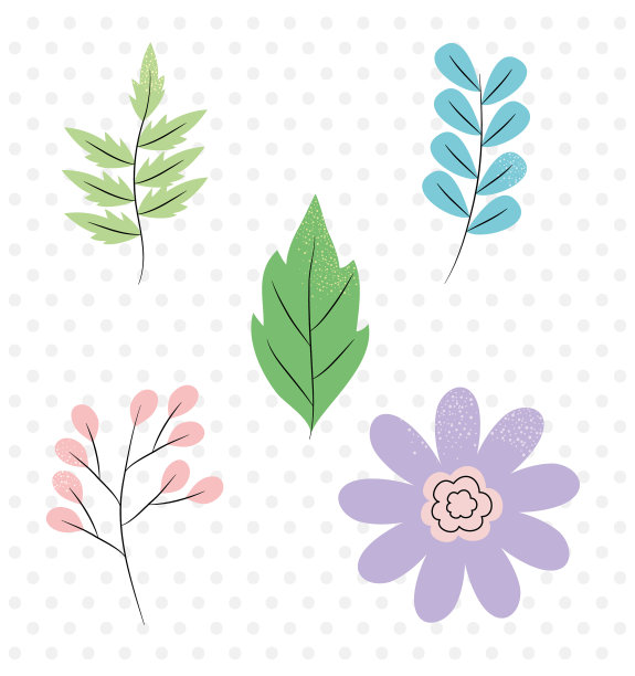 五彩缤纷的叶子和花朵图标图片下载