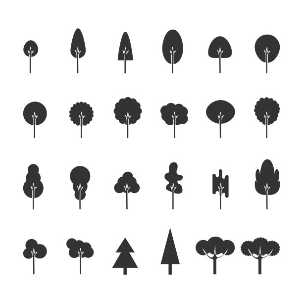 大黑树孤立在白色上图片下载