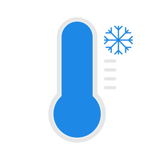 蓝色温度计图标在白色背景冷图片下载