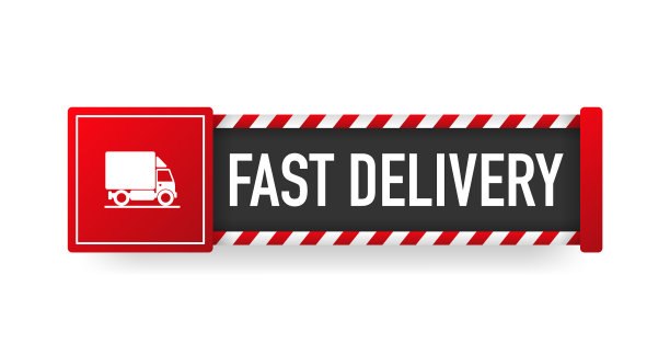 快速交付绿色标志条纹框横幅图片下载