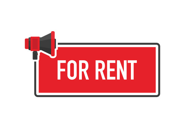 扩音器与几何红色横幅出租图片下载