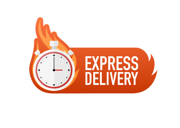 平面图标与快递快速交付的旗帜图片下载