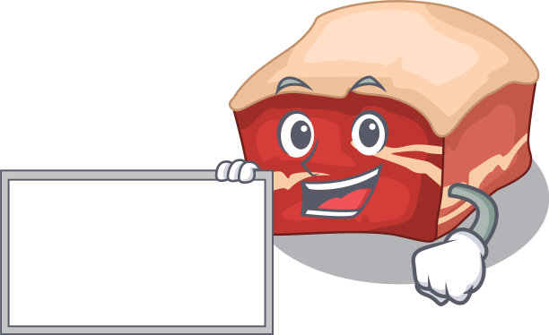 卡通人物五花肉拿着一块白板图片下载