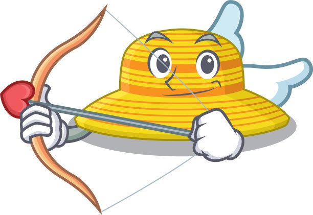 夏天的帽子在甜蜜浪漫的丘比特卡通图片下载