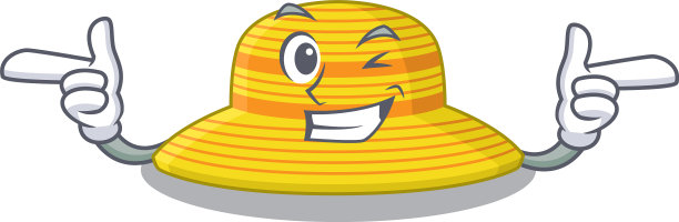 卡通设计的夏季帽子显示滑稽的脸图片下载