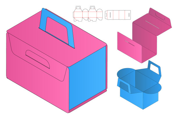 盒包装模切模板设计三维模型图片下载