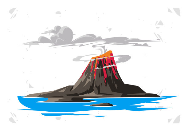 喷发的带有流动熔岩的火山图片下载