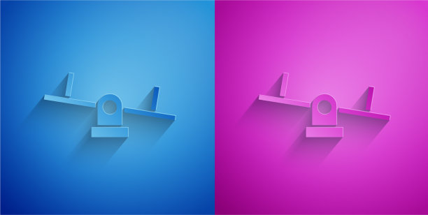 剪纸跷跷板图标孤立在蓝色和紫色图片下载