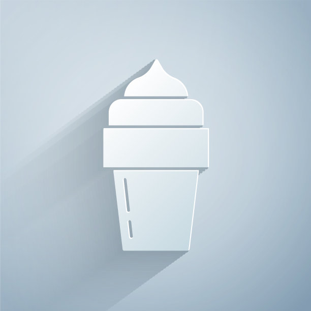 剪纸冰淇淋图标孤立在灰色图片下载