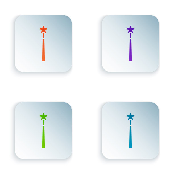 彩色魔术棒图标孤立在白色背景图片下载