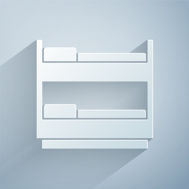 剪纸双层床图标孤立在灰色图片下载