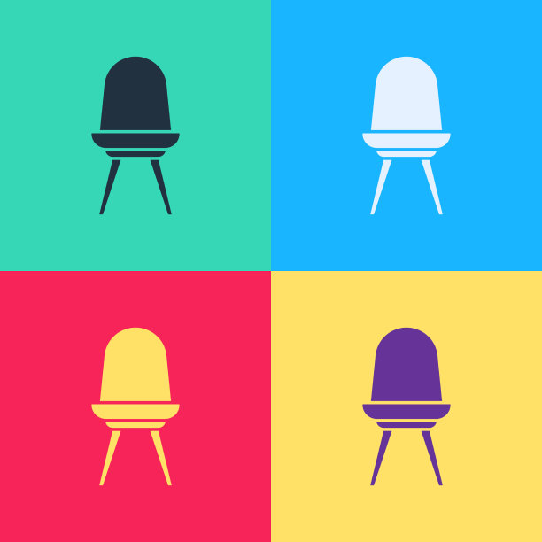 流行艺术椅子图标孤立的颜色背景图片下载